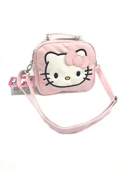 hello Kitty для девочек 3-12 лет, милая искусственная яркая ручная сумка-мессенджер, сумка через плечо, мультяшная маленькая переносная сумка для девочек