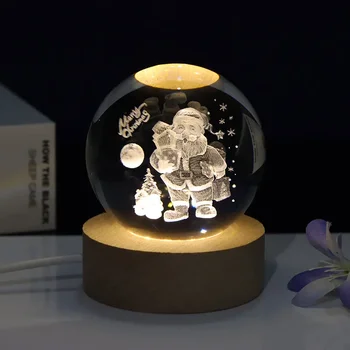 Lampe de table LED boule de cristal Père Noël, bonhomme de neige, wapiti, Noël, nouvel an, cadeaux pour enfants, décorations
