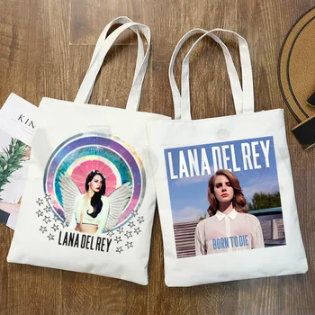 Lana Del Rey Ulzzang Графическая одежда Модные Сумки для покупок с графическим мультяшным принтом Женская мода Повседневная сумка Pacakge для рук