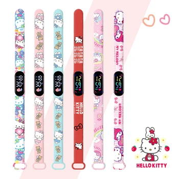 MINISO Hello Kitty Красочные Детские Часы Водонепроницаемые Часы С Сенсорным Экраном Детские Электронные Часы Love Браслет Изысканные Подарки