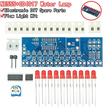 NE555 + CD4017 Работающий светодиодный поток Светодиодный свет набор для электронного производства DIY Kit