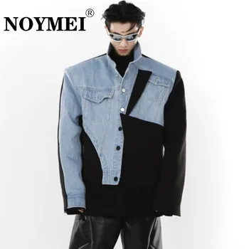 NOYMEI Spring Деконструирует Джинсовый дизайн в стиле пэчворк, Короткий пиджак, наплечник, Мужской Персонализированный Американский Модный блейзер WA1502