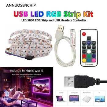 USB TV Backlight Полный Комплект Светодиодных Лент 1M 2M 60LEDs/M 5V IP65 Водонепроницаемый с Мини-Контроллером RGB-Диммера 17 Клавиш RF Remote