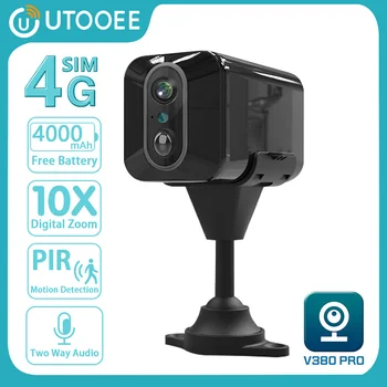 UTOOEE 5MP 4G SIM-карта Мини-камера Встроенный аккумулятор Обнаружение движения PIR Водонепроницаемая камера видеонаблюдения WIFI V380