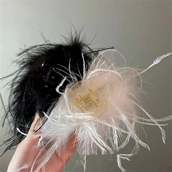 Весенняя шпилька из страусиных волос, модная женская бабочка, завязанная в хвост, Фрагментированная повязка на голову, Модные Аксессуары для волос для девочек