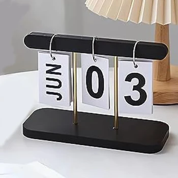 Вечный ежедневный перекидной календарь для стола, Многоразовый офисный декор для рабочего стола, Аксессуары для дома, Реквизит для фотосъемки, прочный черный цвет
