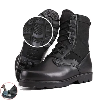 Военные тактические ботинки, мужская безопасная рабочая обувь со стальным носком, Армейские кожаные ботильоны, Походная Охотничья рабочая обувь, Мужская