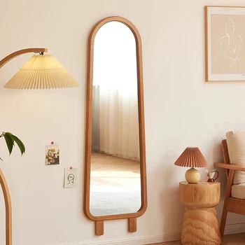 Дизайн Длинные Декоративные зеркала для переодевания Напольное зеркало в старинной деревянной раме Минималистичный вход Espelho Украшения для дома