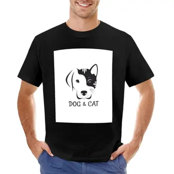 Дизайн мордочки Собаки и кошки на белом фоне, футболка для домашних животных, черная футболка, новое издание, футболка, мужская одежда, тренировочные рубашки для мужчин