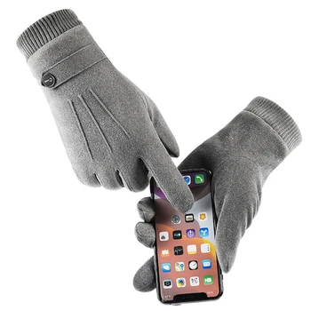 Зимой Сохраняет тепло, сенсорный экран Плюс бархат Внутри, мужские перчатки, Модные Простые перчатки для защиты от холода, Утолщающие мужские уличные перчатки