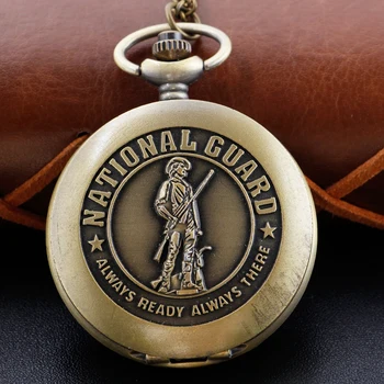 Значок национальной гвардии, кварцевые карманные часы, ретро Мужская и женская цепочка, ожерелье, кулон, Аксессуары, часы, подарок к празднику