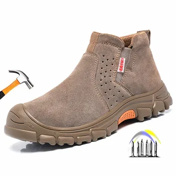 Изолированная рабочая обувь электрика, замшевые защитные ботинки с защитой от ожогов, защитная обувь с пластиковым носком для мужчин, нескользящие рабочие ботинки с защитой от ударов