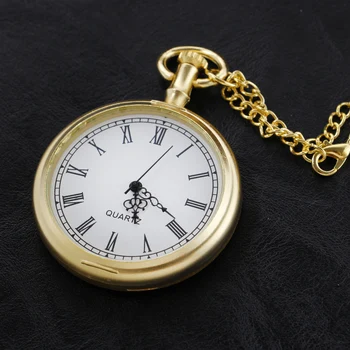 Карманные часы в классическом простом стиле, Римская цифровая подвеска, Роскошный золотой корпус для часов, винтажное ожерелье в стиле стимпанк, подарок для часов Cf1183
