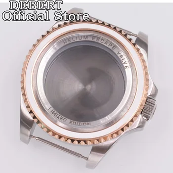 Корпус часов DEBERT с сапфировым стеклом 40 мм из розового золота с вращающимся внешним кольцом Подходит для механизма NH34 NH35 NH36 ETA2824 PT5000 ST2130