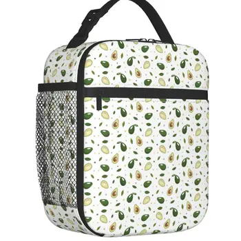 Летняя сумка с рисунком авокадо, утепленная сумка для ланча для женщин, портативный кулер, термальная коробка для Бенто, кемпинг, путешествия