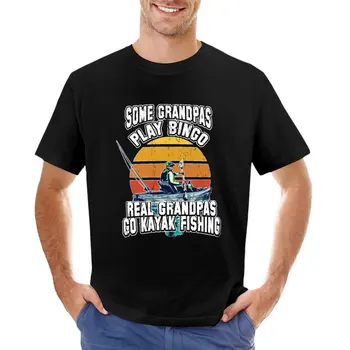 Мужская футболка для рыбалки на каяке с дедушкой, Рубашка для каякинга На День отца, Футболка больших размеров, летний топ, Футболка с коротким рукавом, мужские футболки