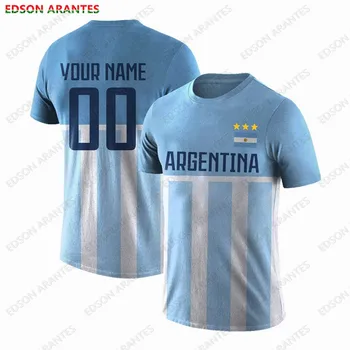 Мужская футболка с 3D-изображением флага Аргентины, персонализированный номер имени, унисекс, Аргентинский трикотаж, Одежда для фанатов для взрослых и детей на заказ.