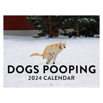 Настенный календарь с какающими собаками на 2024 год с забавным рисунком собаки на 2024 год Настенный календарь для новогодних рождественских подарков