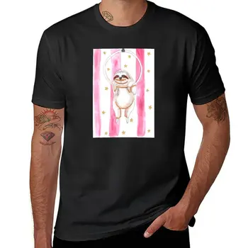 Новая акварельная футболка Circus Sloth, обычная футболка, футболки на заказ, создайте свои собственные мужские футболки