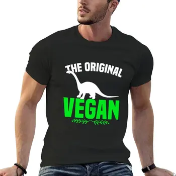 Новая оригинальная веганская футболка с динозавром на растительной основе, черная футболка, одежда для хиппи, футболка оверсайз, мужские футболки, упаковка