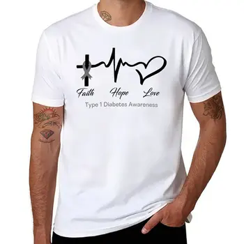 Новая футболка Faith Hope Love с информацией о диабете 1 типа, блузка, футболки оверсайз, мужская одежда