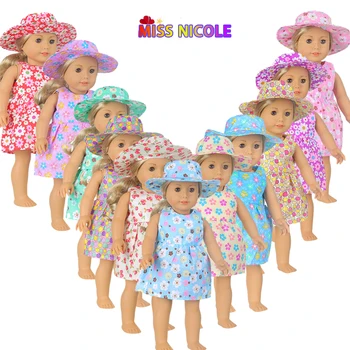 Новое Кукольное Платье + Шляпка Костюм Для 18-дюймовой Американской Куклы Девочка Клубничная Кукольная Юбка Подходит Для 43 см Новой Куклы Baby Born и Нашего Поколения