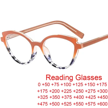 Новые модные женские компьютерные очки с антисветло-голубым кошачьим глазом, трендовый бренд, Дизайнерские очки градиентного цвета в маленькой оправе + 2,5