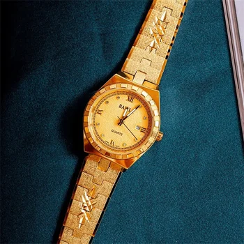 Новые часы для пары, вьетнамские часы Shajin, золотые часы 24 карат, винтажная резная форма, инкрустированные бриллиантами, роскошный темперамент, водонепроницаемые