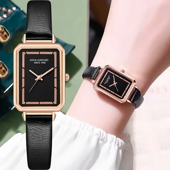 Новый Бренд Женские Часы Модные Прямоугольные Кварцевые Часы Модный Кожаный Ремень Наручные Часы Reloj De Mujer