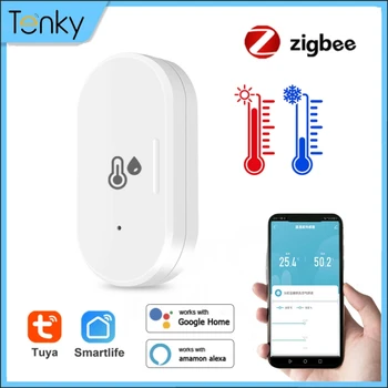 Приложение Tuya Zigbee для датчиков температуры и влажности, удаленный мониторинг для умного дома, контроллер гигрометра в помещении С Alexa Google