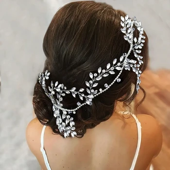 Свадебные аксессуары для волос Для женщин, Диадема для невесты, Повязка на голову, украшения для волос, лента для волос серебряного цвета, женская модная повязка на голову со стразами