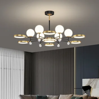 Современная светодиодная потолочная люстра Gold Art Deco для гостиной Обеденный стол Спальня Гостиничный светильник Внутреннее освещение Gold Luxury