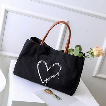 Сумка-тоут с бабушкиным принтом в виде сердца, подарок для бабушки, женская повседневная пляжная сумка, сумка для покупок, сумка для подгузников