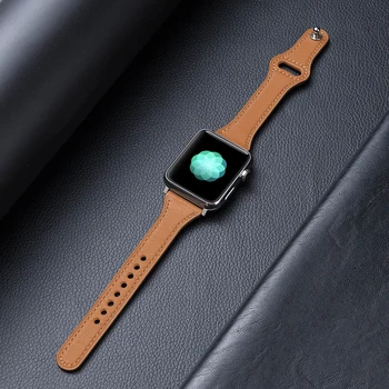 Тонкий ремешок для Apple watch band 40 мм 44 мм iWatch 38 мм 42 мм 44 мм Ремешок для часов из натуральной кожи браслет Apple watch 6 5 4 3 se band