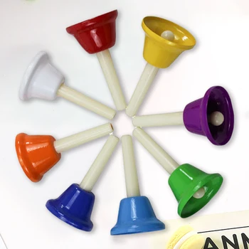 Ударные инструменты Orff, красочные настольные диатонические колокольчики, 8-нотные ручные ударные колокольчики для раннего музыкального образования детей