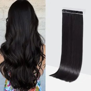 Черная бесшовная заколка для наращивания человеческих волос, ультра-невидимая заколка для наращивания волос из настоящих человеческих волос Remy