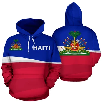 Эмблема страны Tessffel Флаг Карибского моря Остров Гаити Ретро Пуловер Мужская / Женская Спортивная куртка 3DPrint Street Hoodie A11